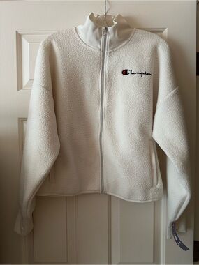 NWT Champion White Sherpa Full-Zip Jacket- Large